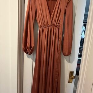 Michael Costello Terracotta Long Sleeve Dress